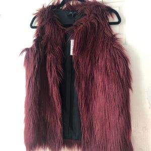 Couture Fur Vest Burgundy